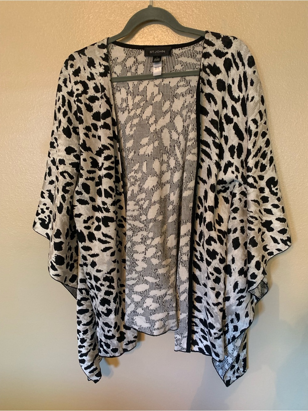 St. John Wool Blend Animal Print Open Cardigan Sweater Size S